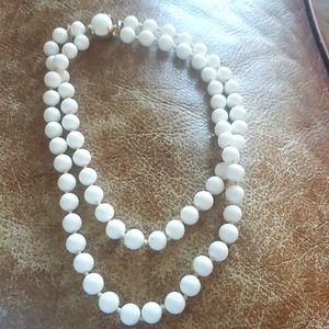 Estate Vintage Trifari Double Strand Glass Bead Necklace
